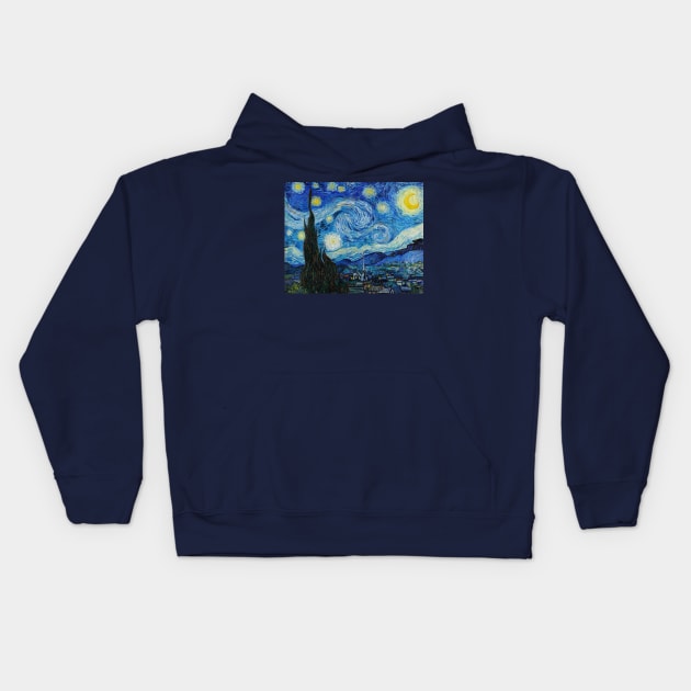 The Starry Night, Vincent Van Gogh, 1889 Kids Hoodie by SteelWoolBunny